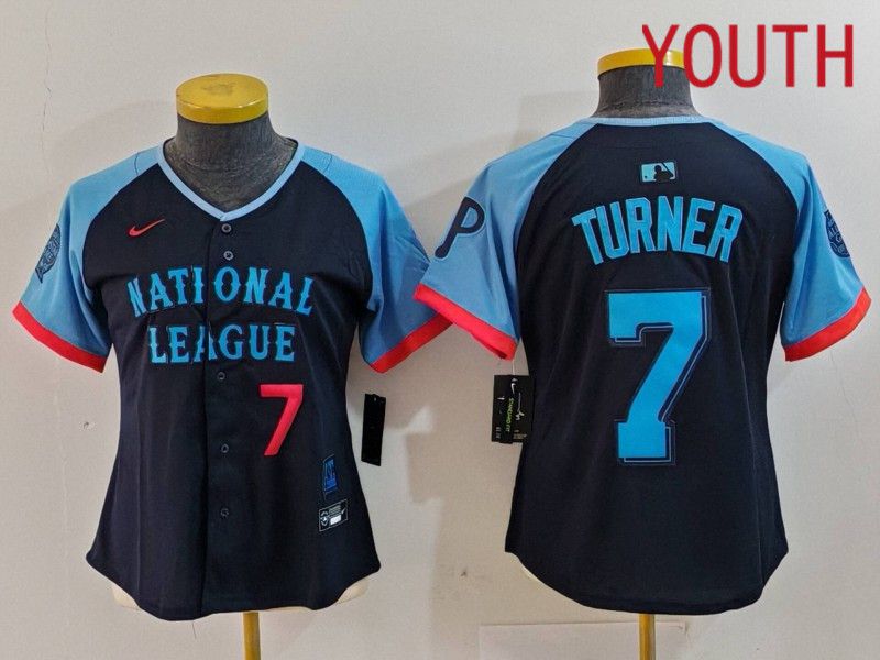 Youth Philadelphia Phillies #7 Turner Blue All star 2024 Nike MLB Jersey style 3->youth mlb jersey->Youth Jersey